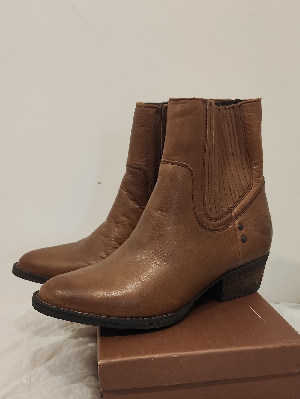 NWT Harley-Davidson Cognac Leather Boots -8